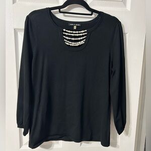 Cable & Gauge Black Top with Pearl Accents